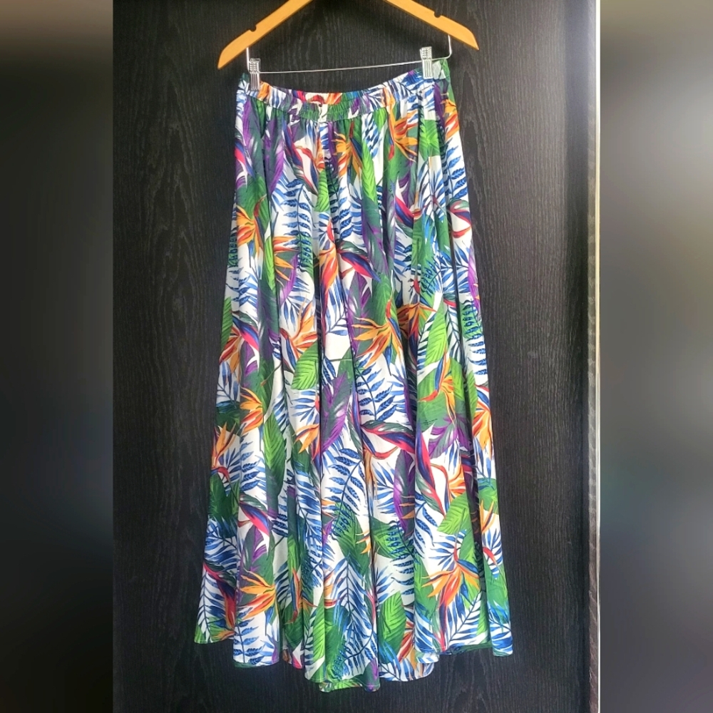 Rachel Zoe Maxi Pleated A-Line Skirt in Green and Purple